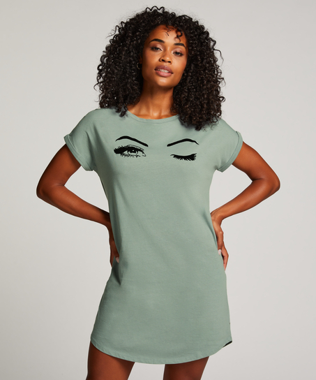 Chemise de nuit à col rond, Bleu