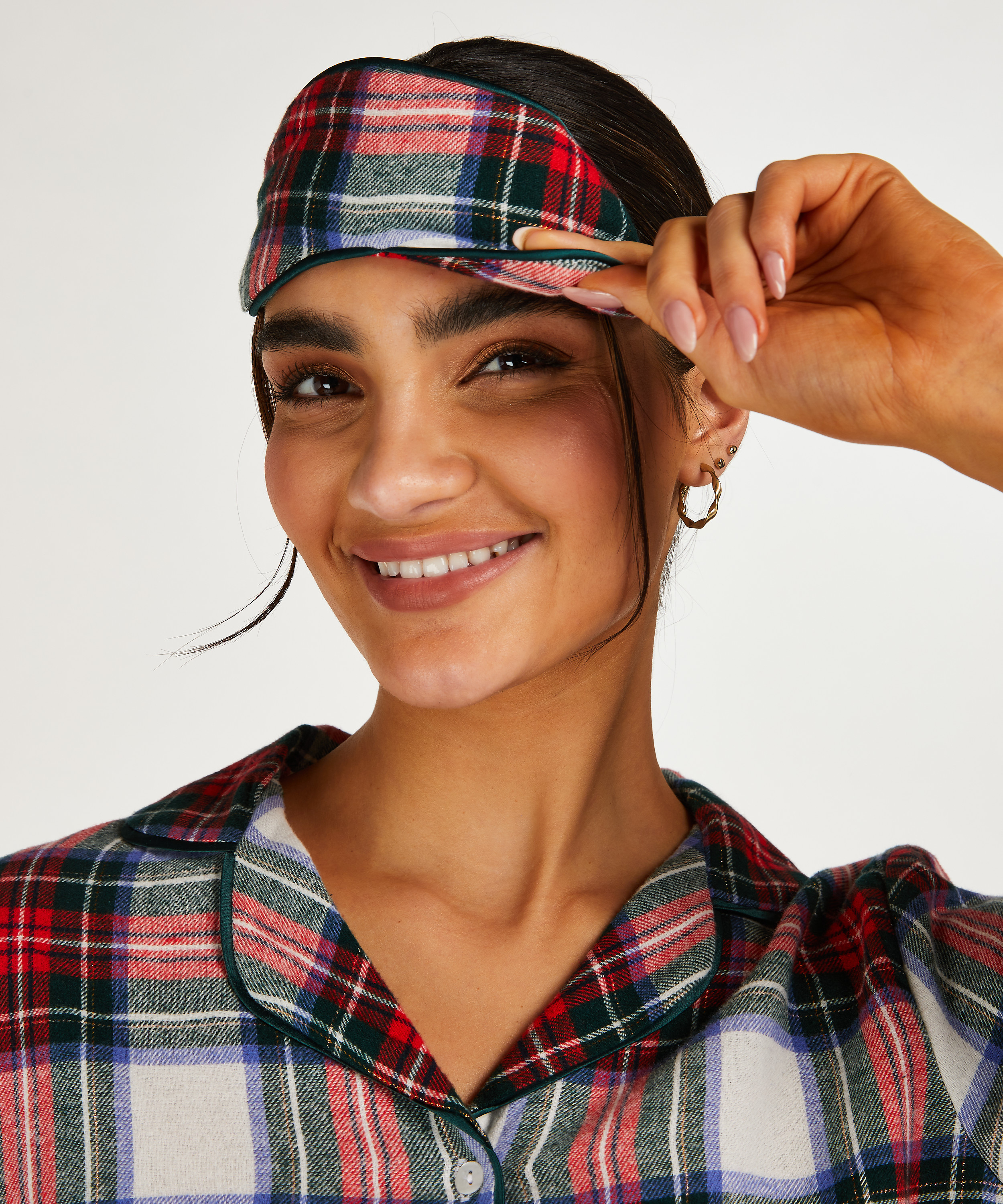 Pyjama Check Twill, Blanc, main