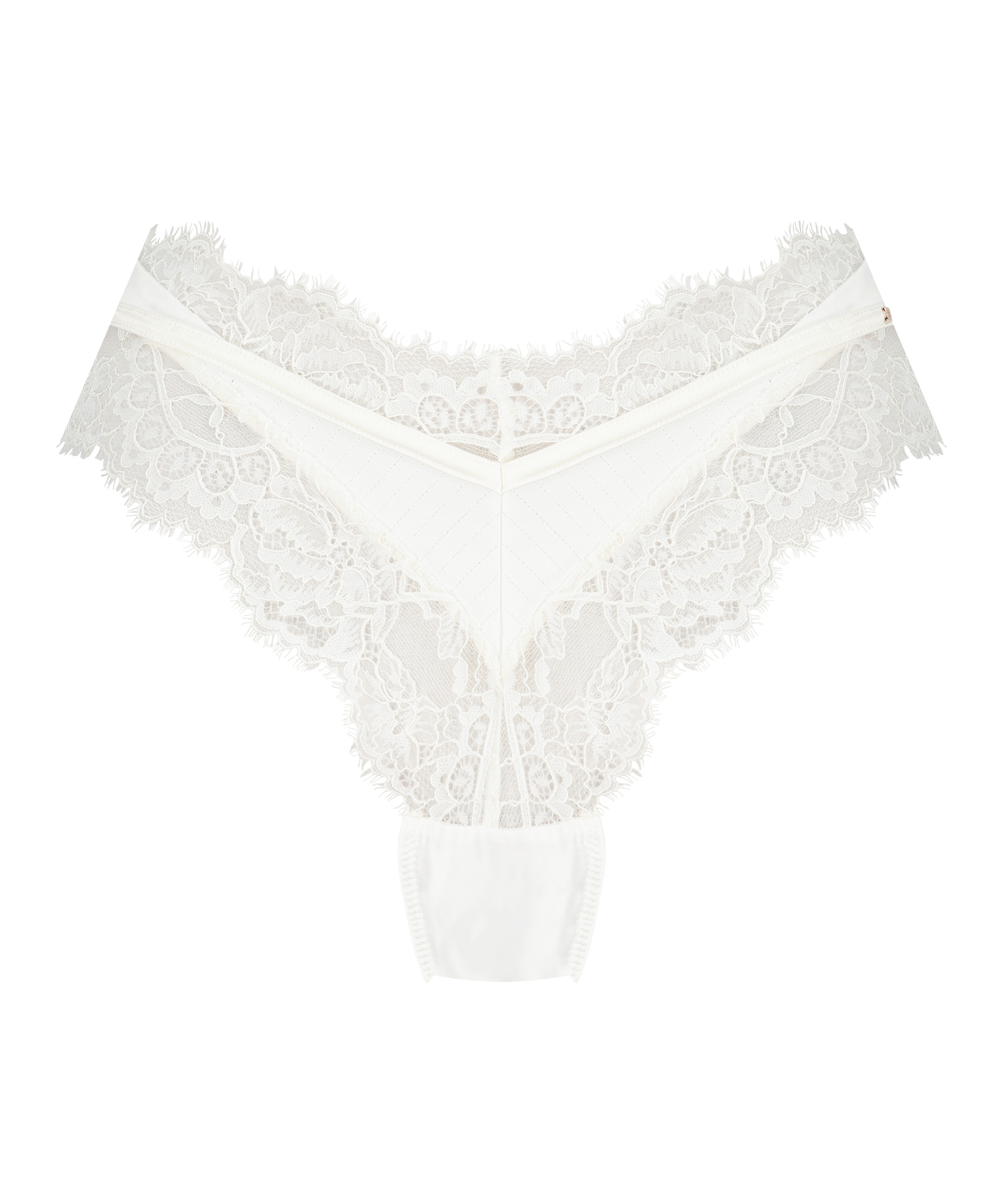 Slip brésilien échancré Erika, Blanc, main