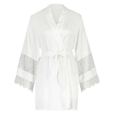 Kimono satin Bridal, Blanc