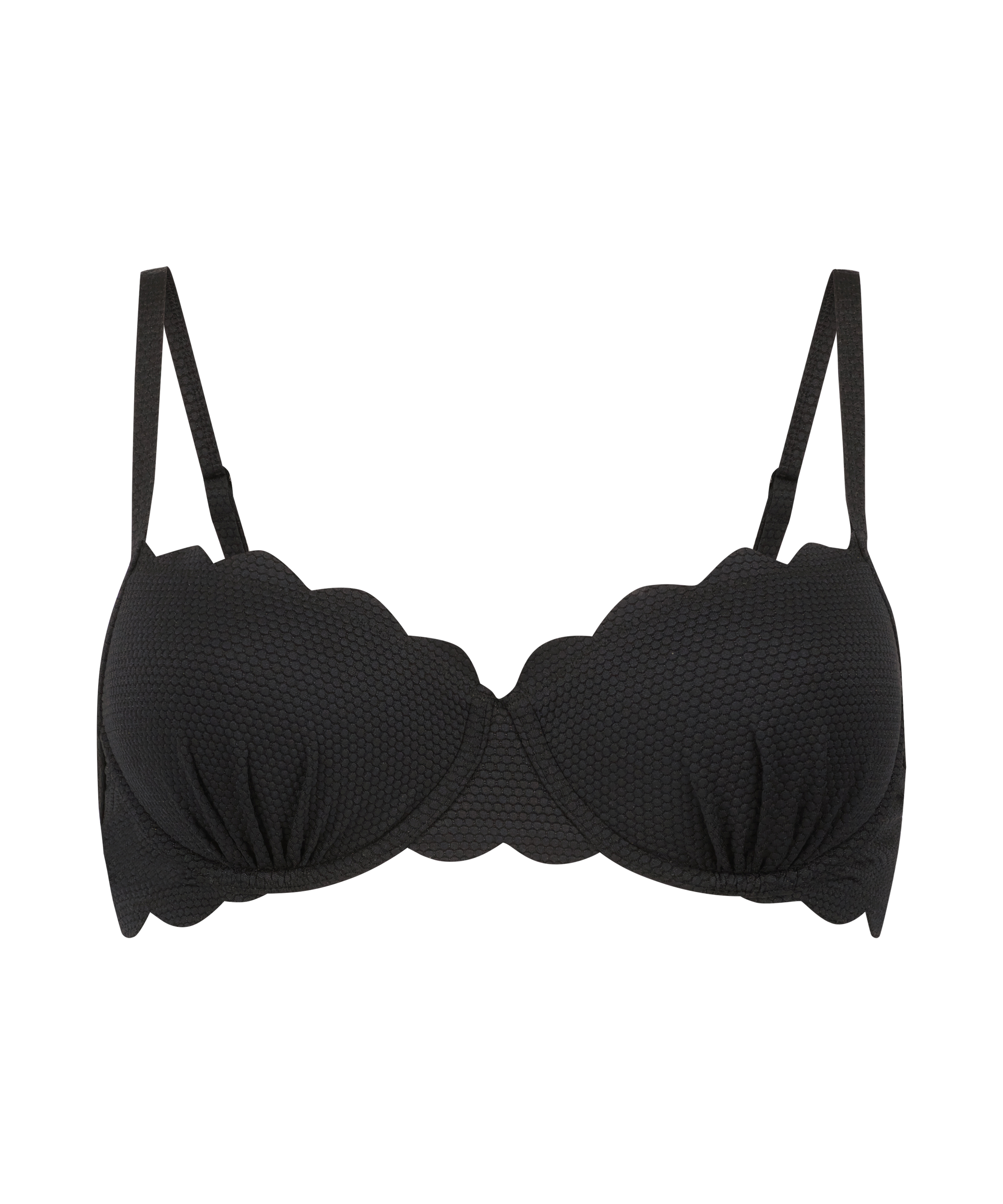 Haut de bikini préformé à armatures Scallop, Noir, main