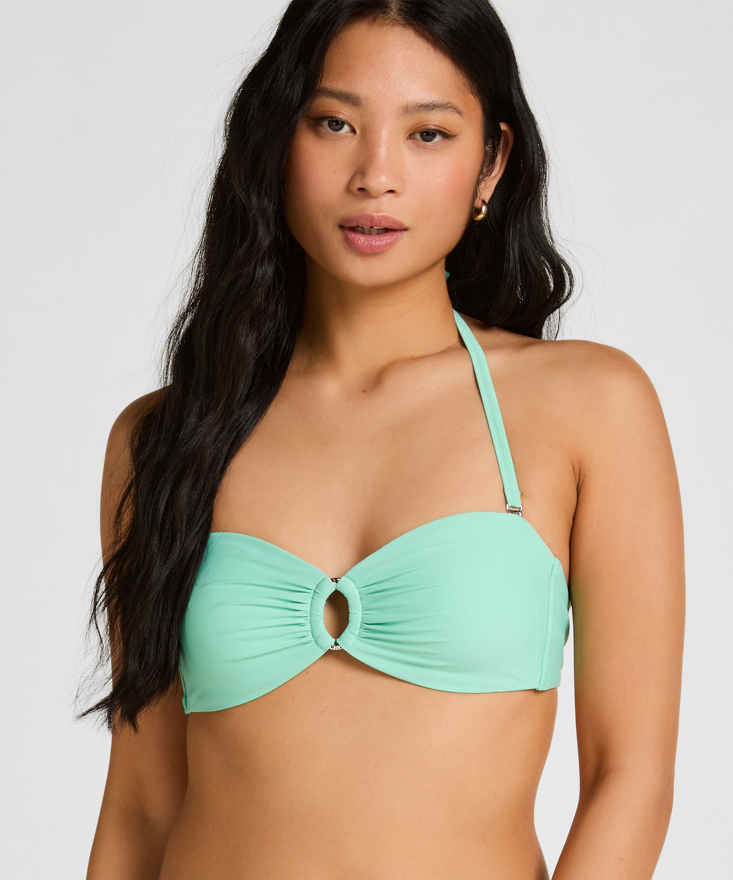 Haut de Bikini Bandeau Luxe avec Anneau, Vert
