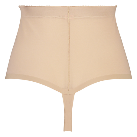String taille haute avec gaine sculptante en dentelle festonnée - Level 3, Beige