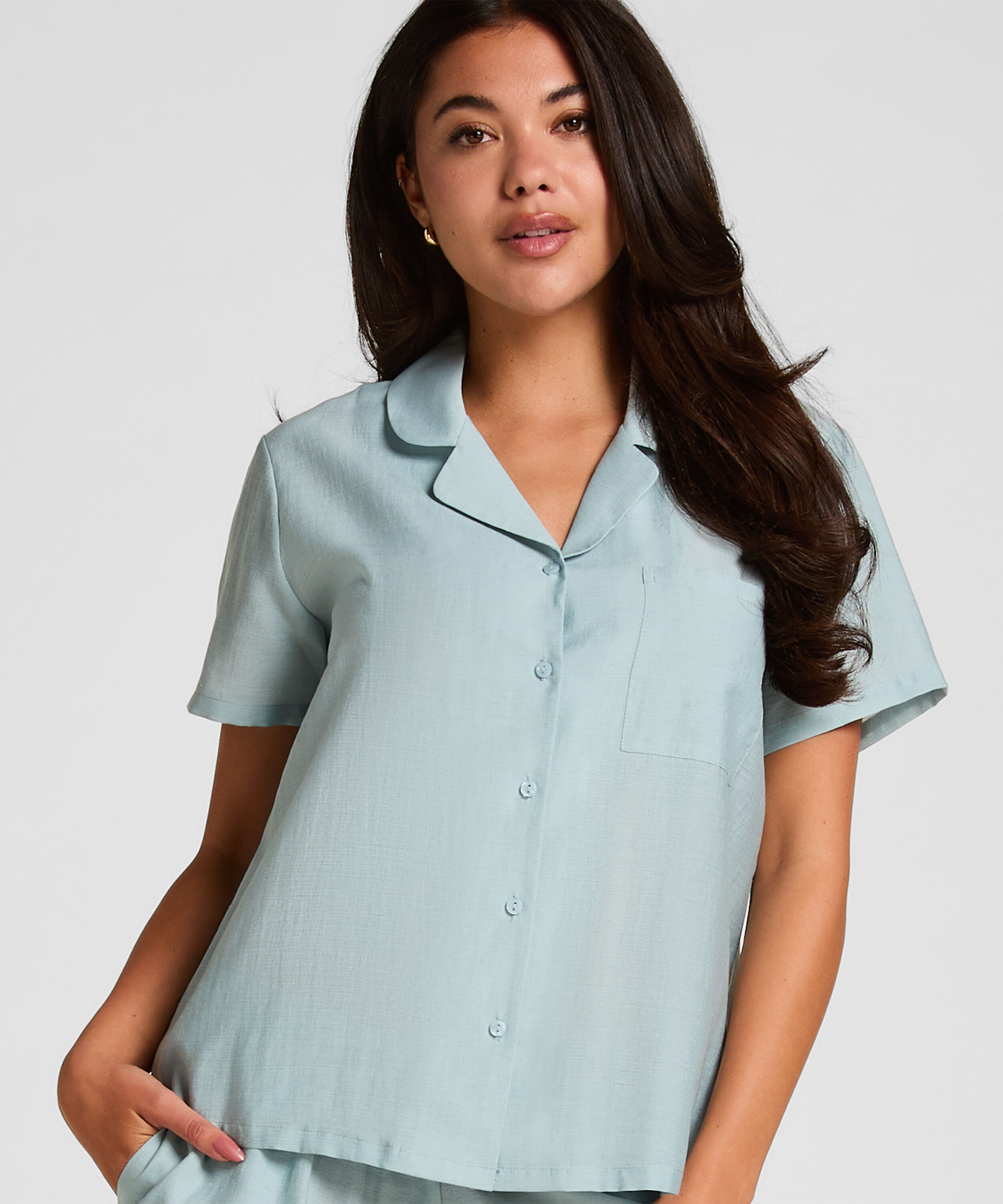Veste de pyjama Crinkled, Bleu Veste de pyjama Crinkled, Bleu