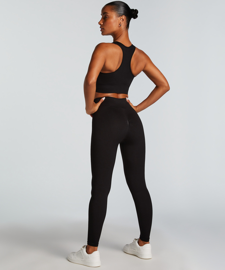 Legging de sport sans coutures taille haute HKMX, Noir