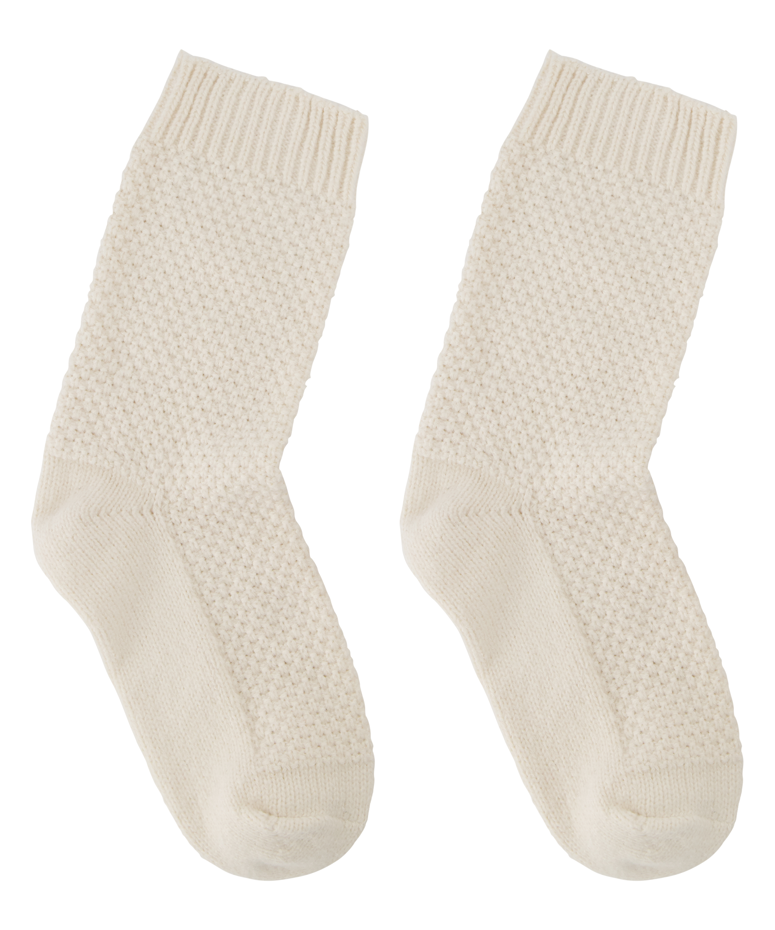 1 paire de chaussettes tricot&eacute;es, Blanc, main