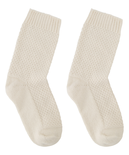 1 paire de chaussettes tricot&eacute;es, Blanc