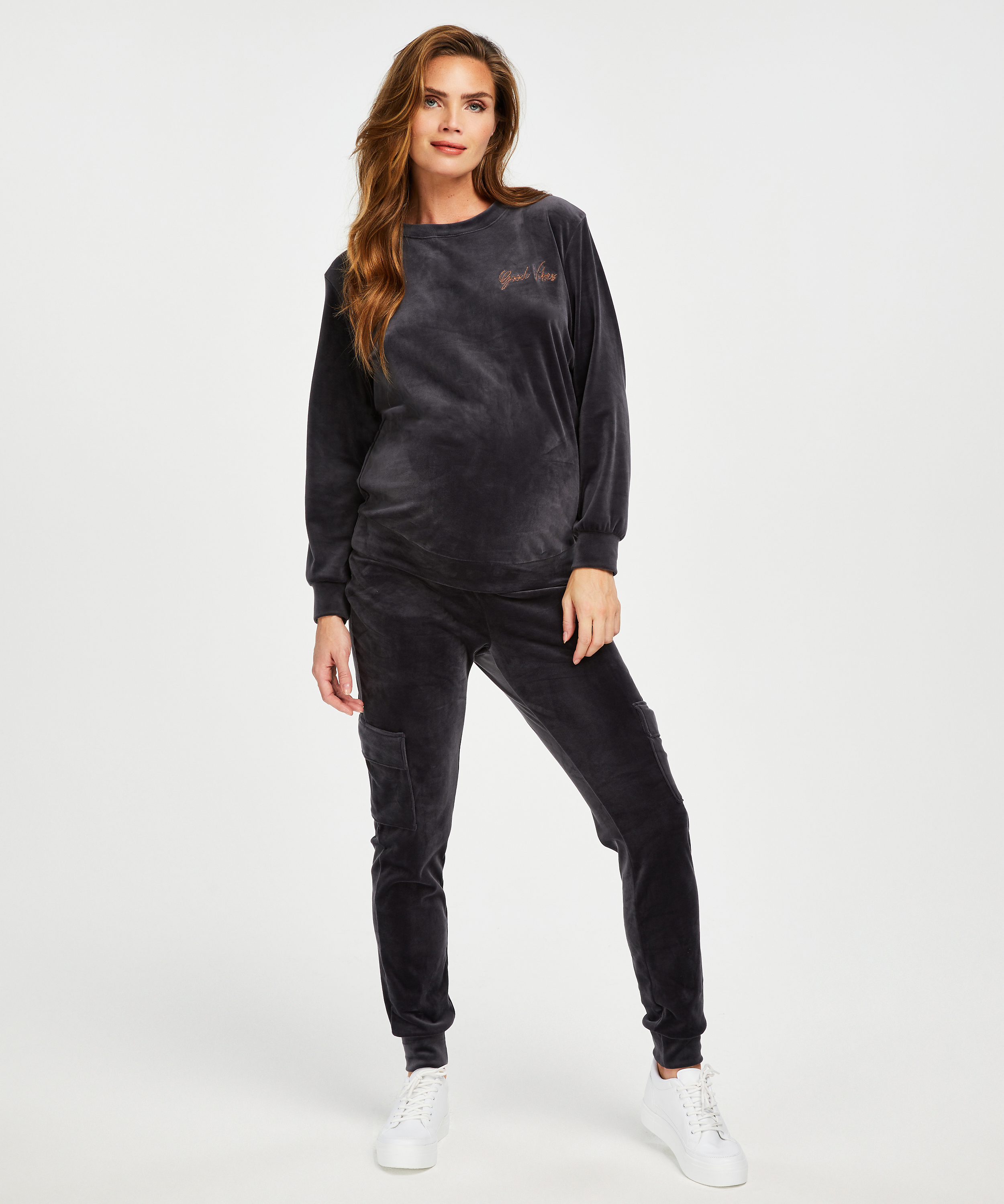 Top de grossesse Velours, Gris, main