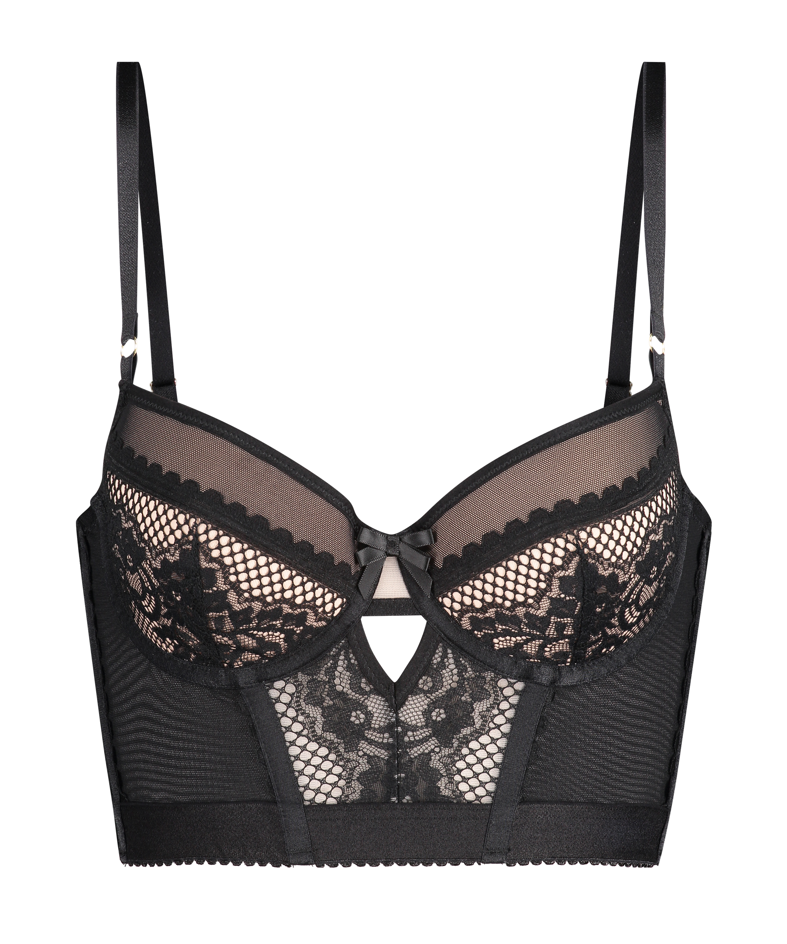 Soutien-gorge rembourré à armatures longline Malika, Noir, main