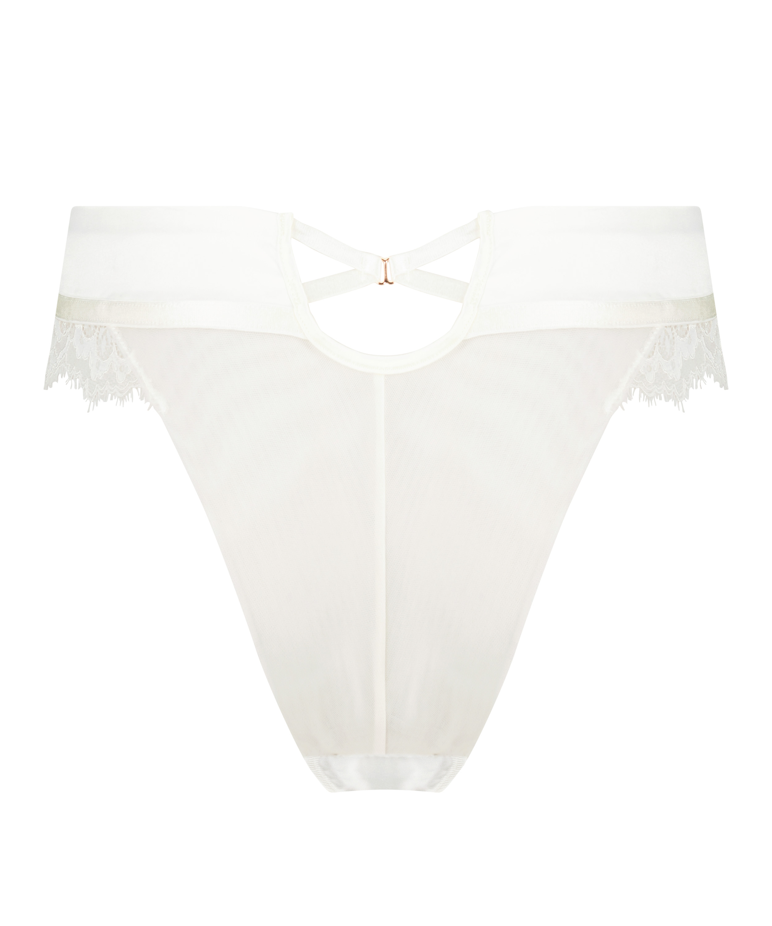 Slip brésilien échancré Erika, Blanc, main