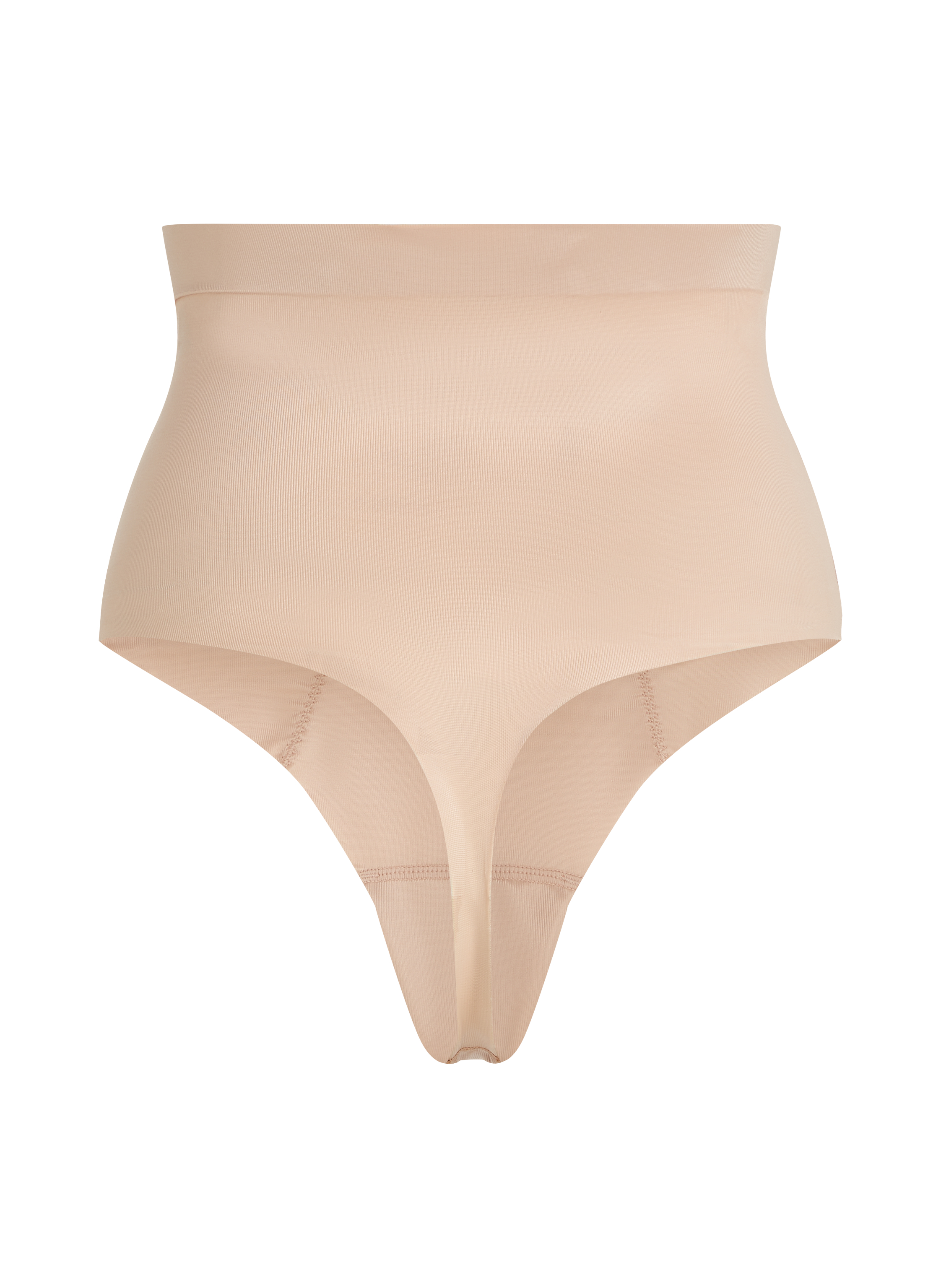 String taille haute avec gaine sculptante en dentelle scuba, Beige, main