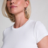 Haut de pyjama manches courtes rib crew neck, Blanc