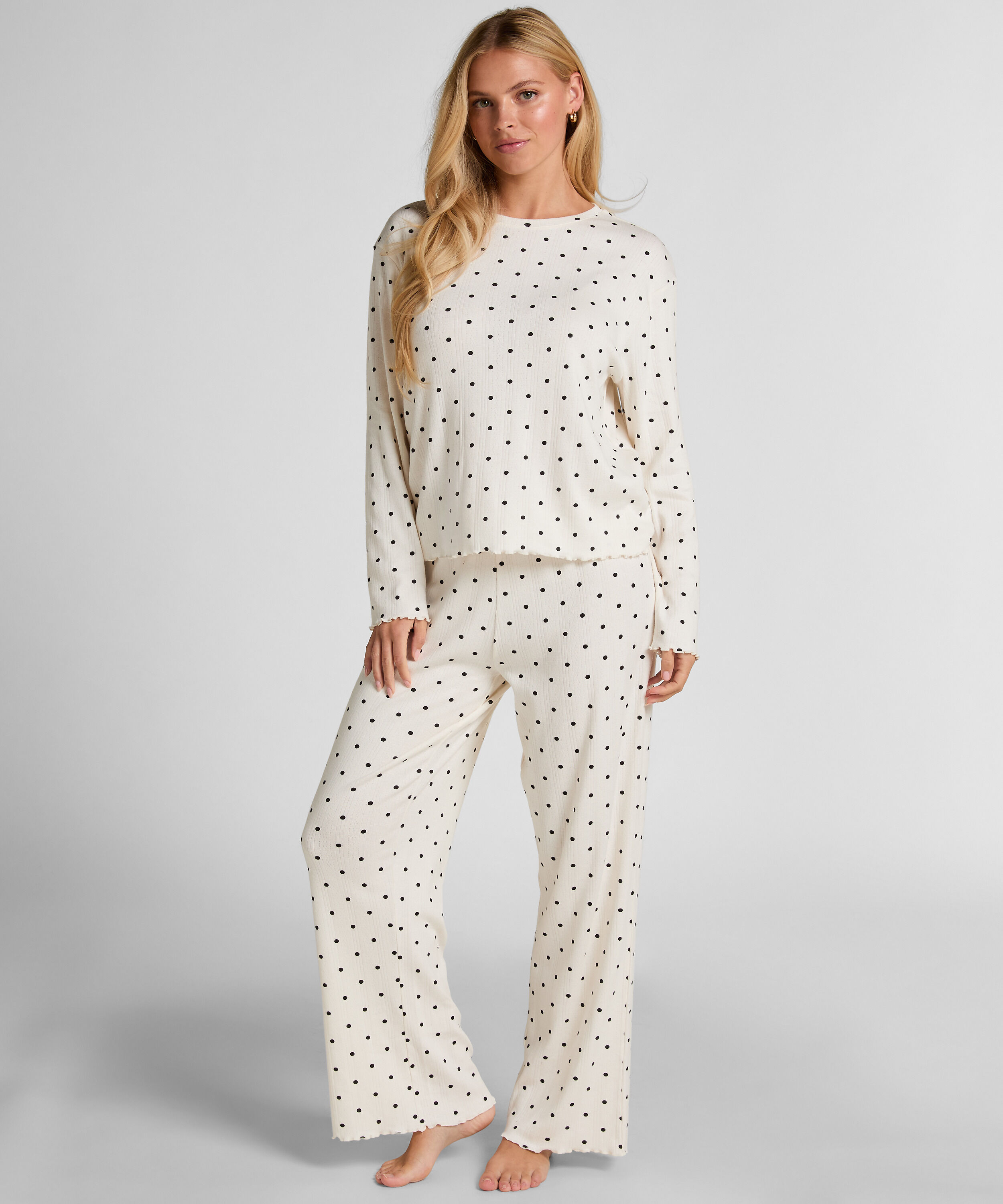 Pyjama Pant Loose Pointelle, Blanc
