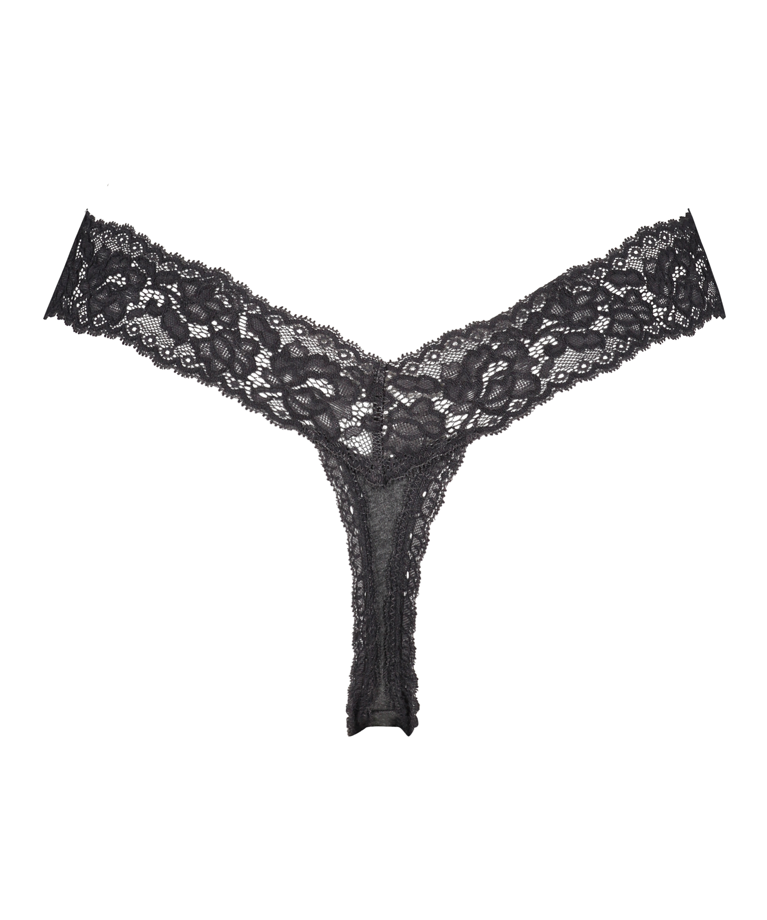 String taille extra basse en coton, Gris, main