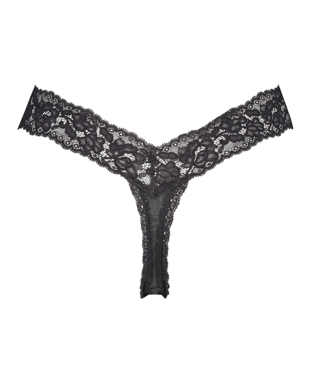 String taille extra basse en coton, Gris