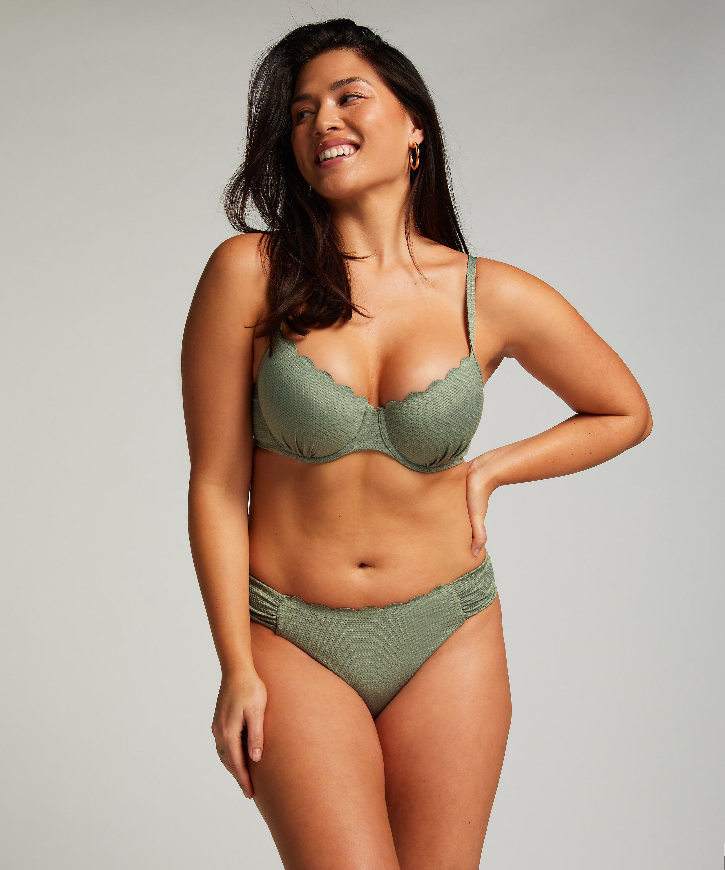 Slip de Bikini Rio Scallop, Vert