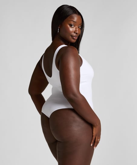 Body en coton c&ocirc;tel&eacute;, Blanc