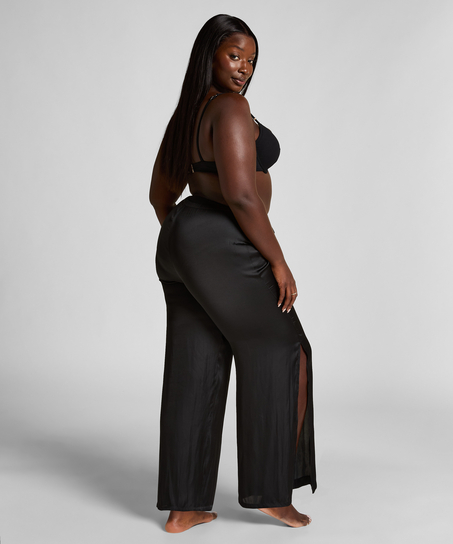 Pantalon de plage en satin, Noir