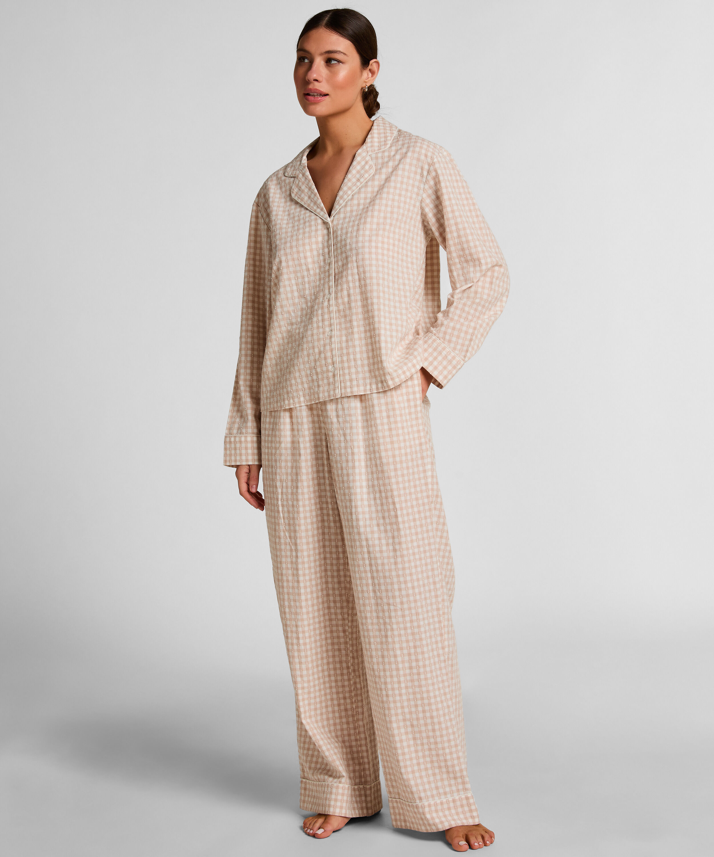Pantalon de Pyjama Dobby Coton Tissé, Beige Pantalon de Pyjama Dobby Coton Tissé, Beige