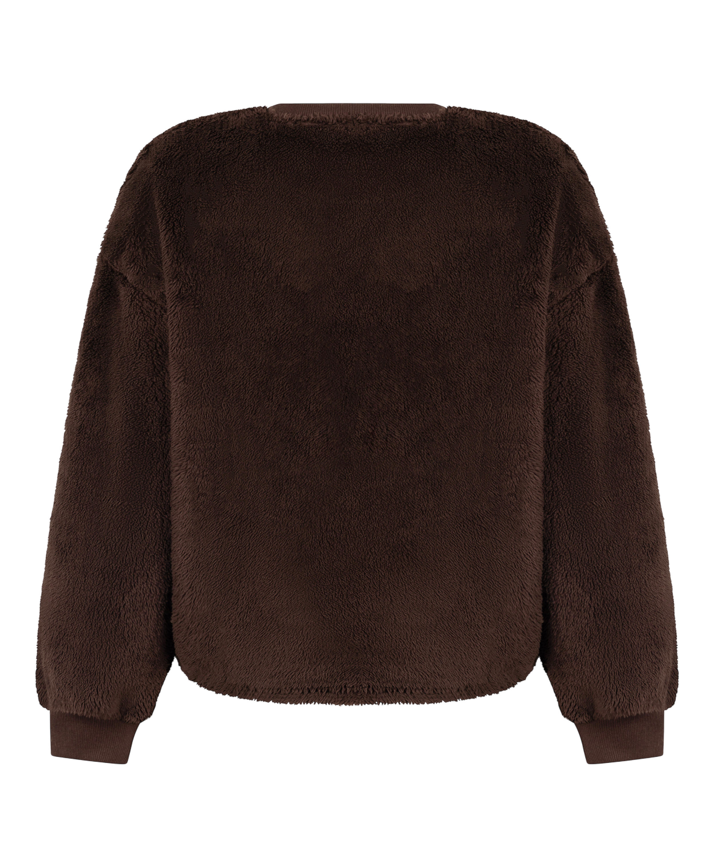 Top à manches longues Fluffy Fleece, Marron, main