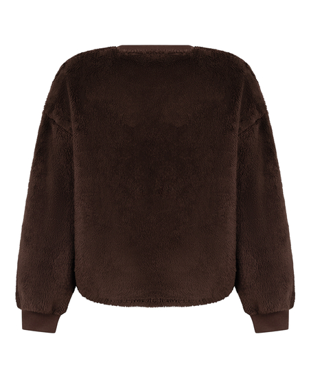 Top à manches longues Fluffy Fleece, Marron