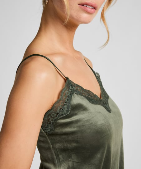 Camisole velours Dentelle, Vert