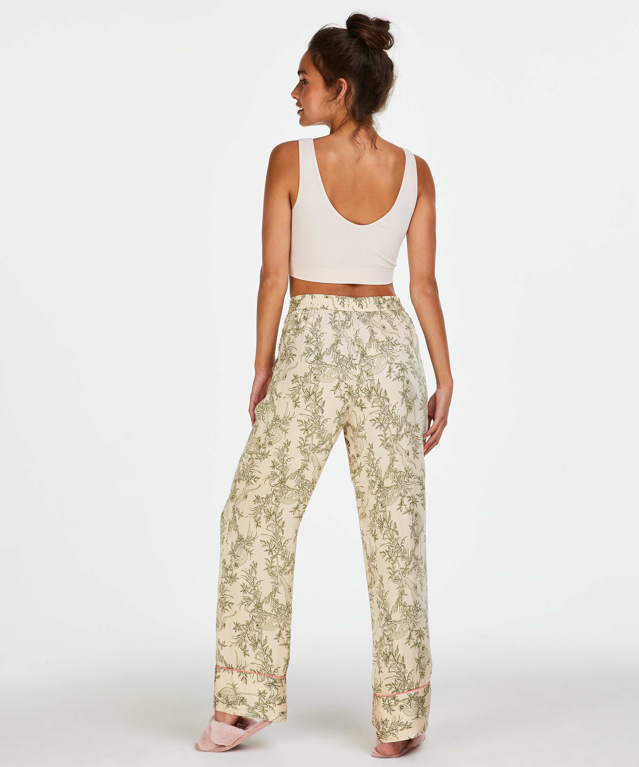 Pantalon de pyjama tissé, Beige, main