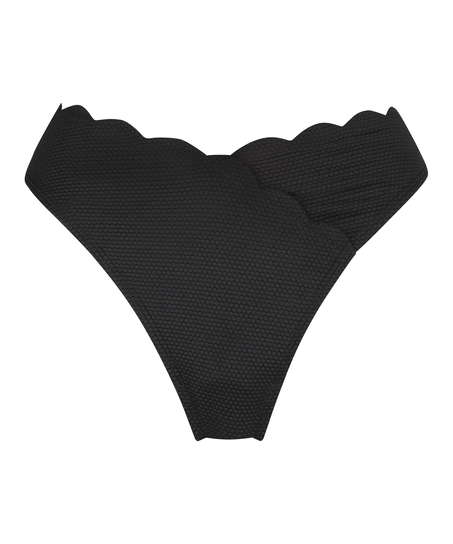 Slip de Bikini Échancrés Scallop, Noir
