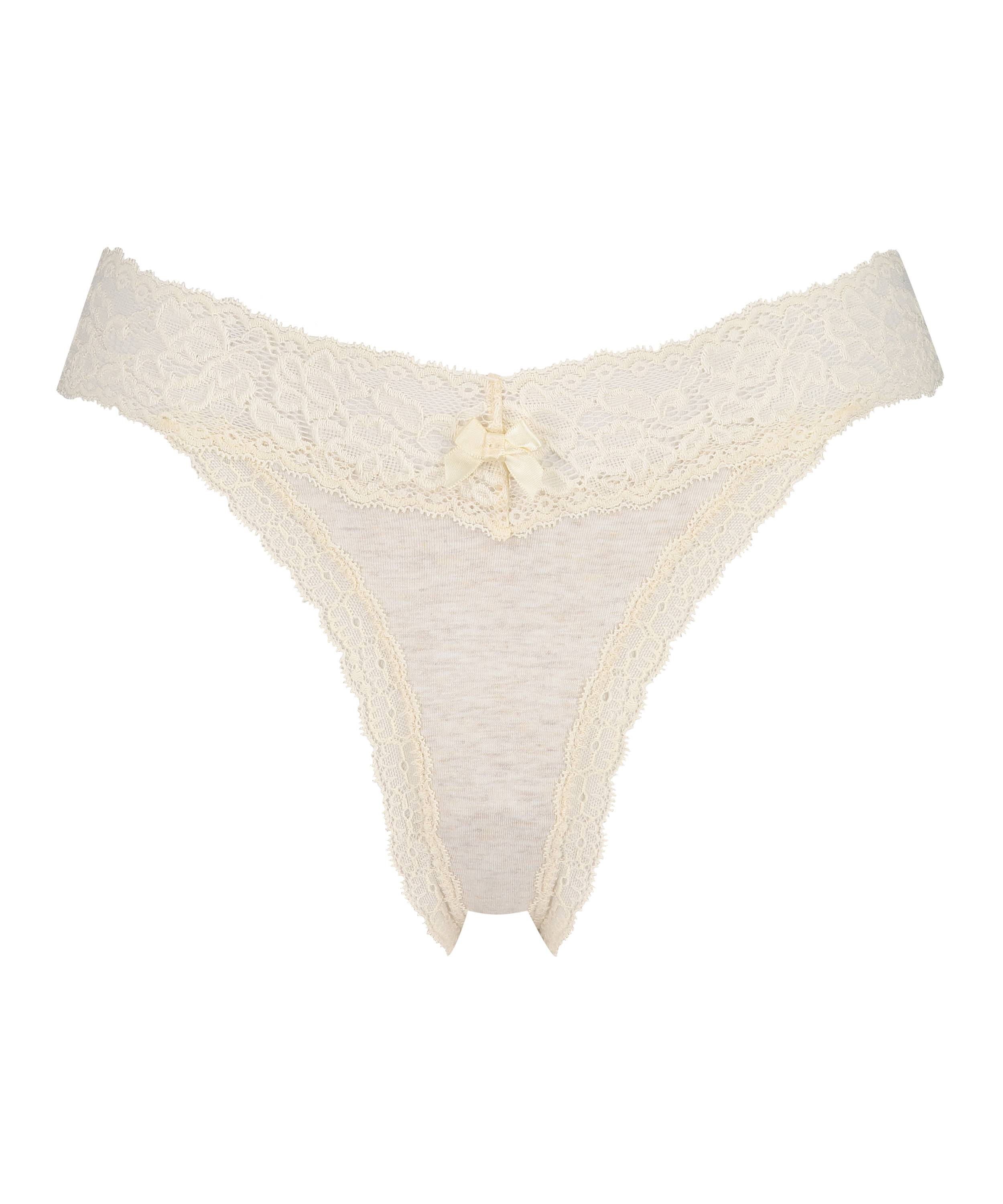 String taille extra basse en coton, Beige, main