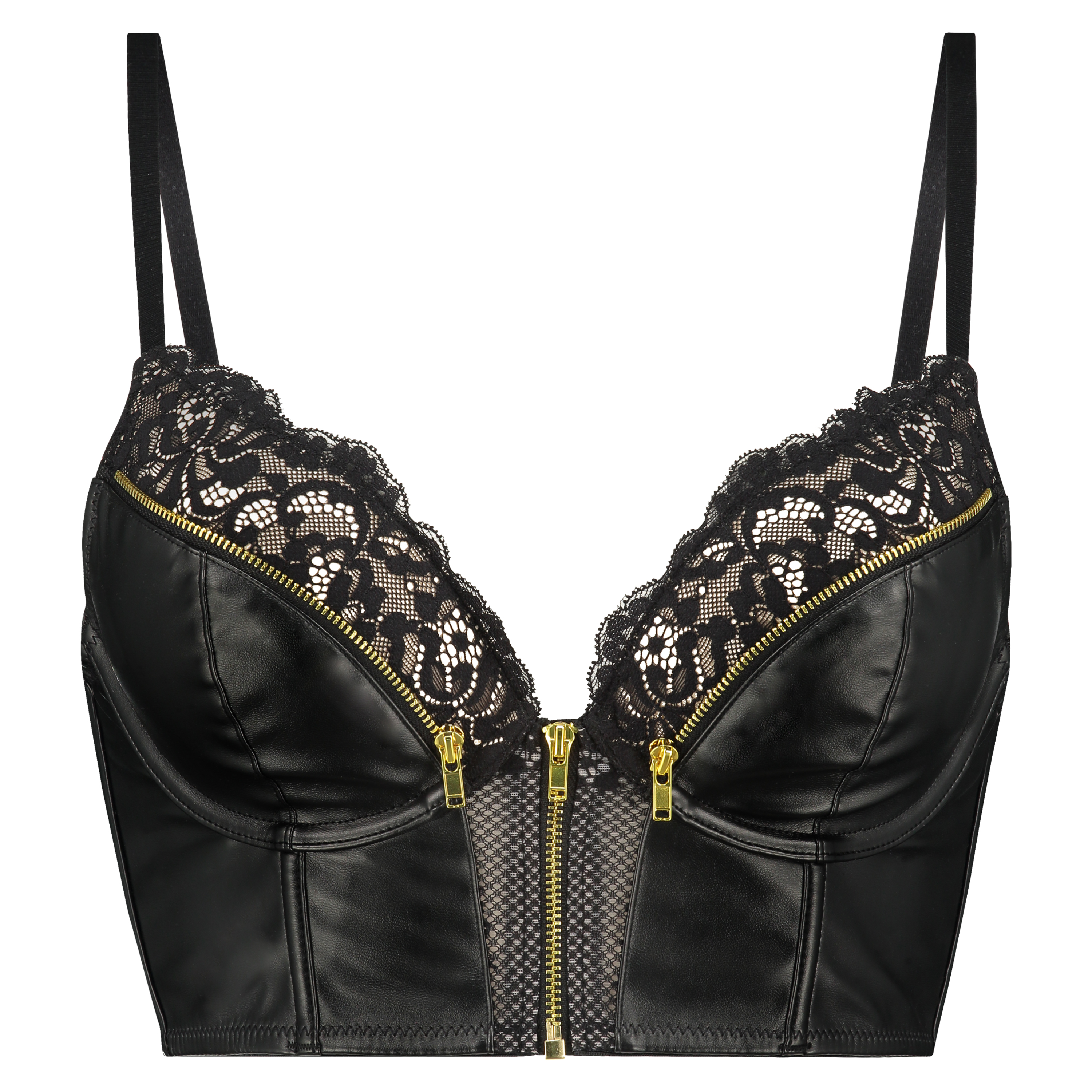 Soutien-gorge à armatures push-up préformé longline Talia, Noir, main