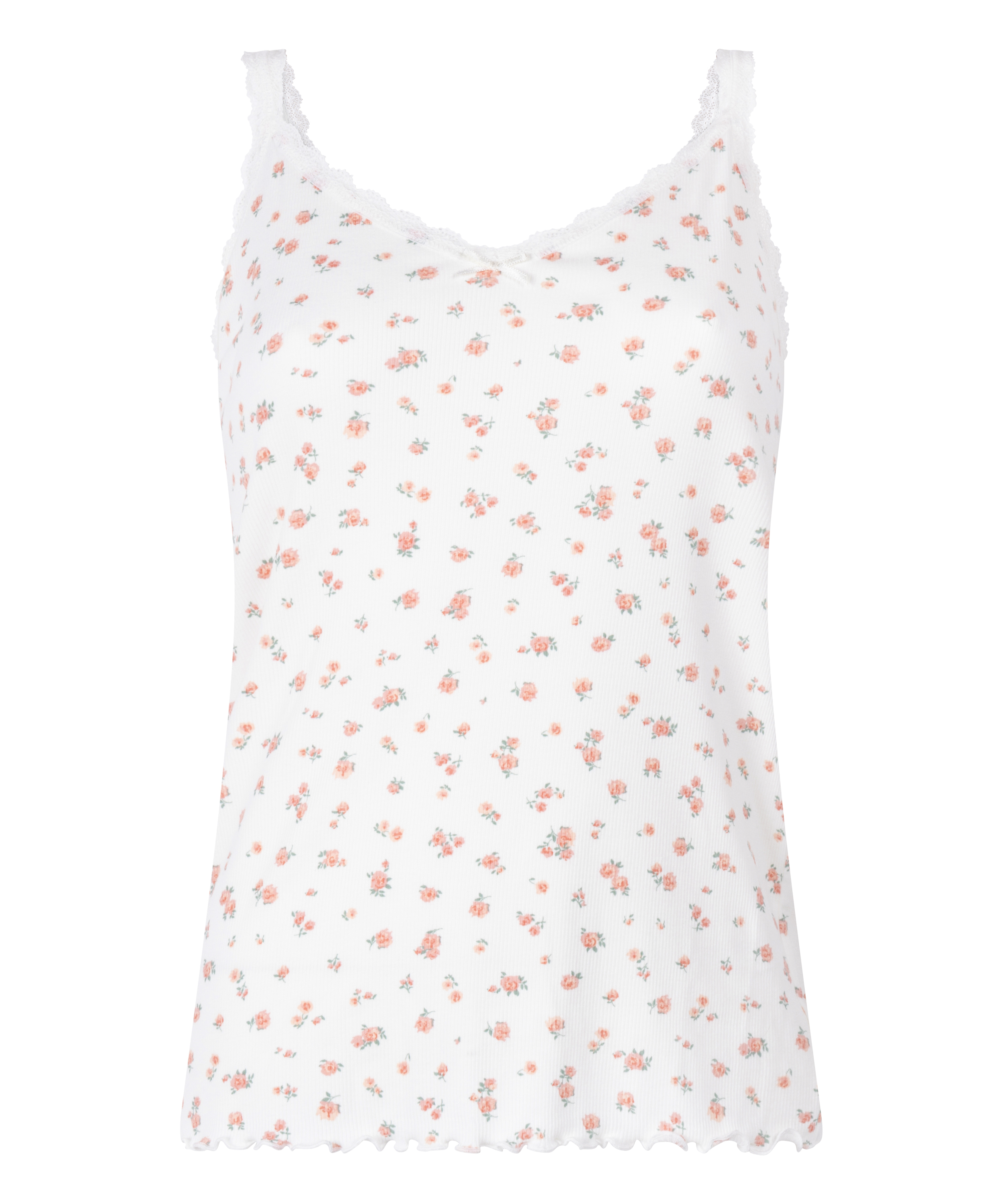 Cami en dentelle côtelé, Blanc, main