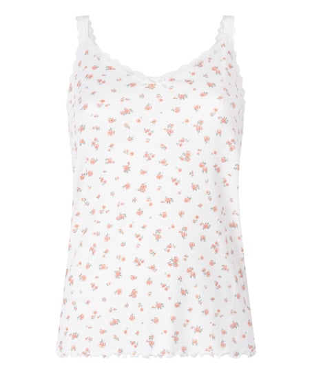 Cami en dentelle côtelé, Blanc