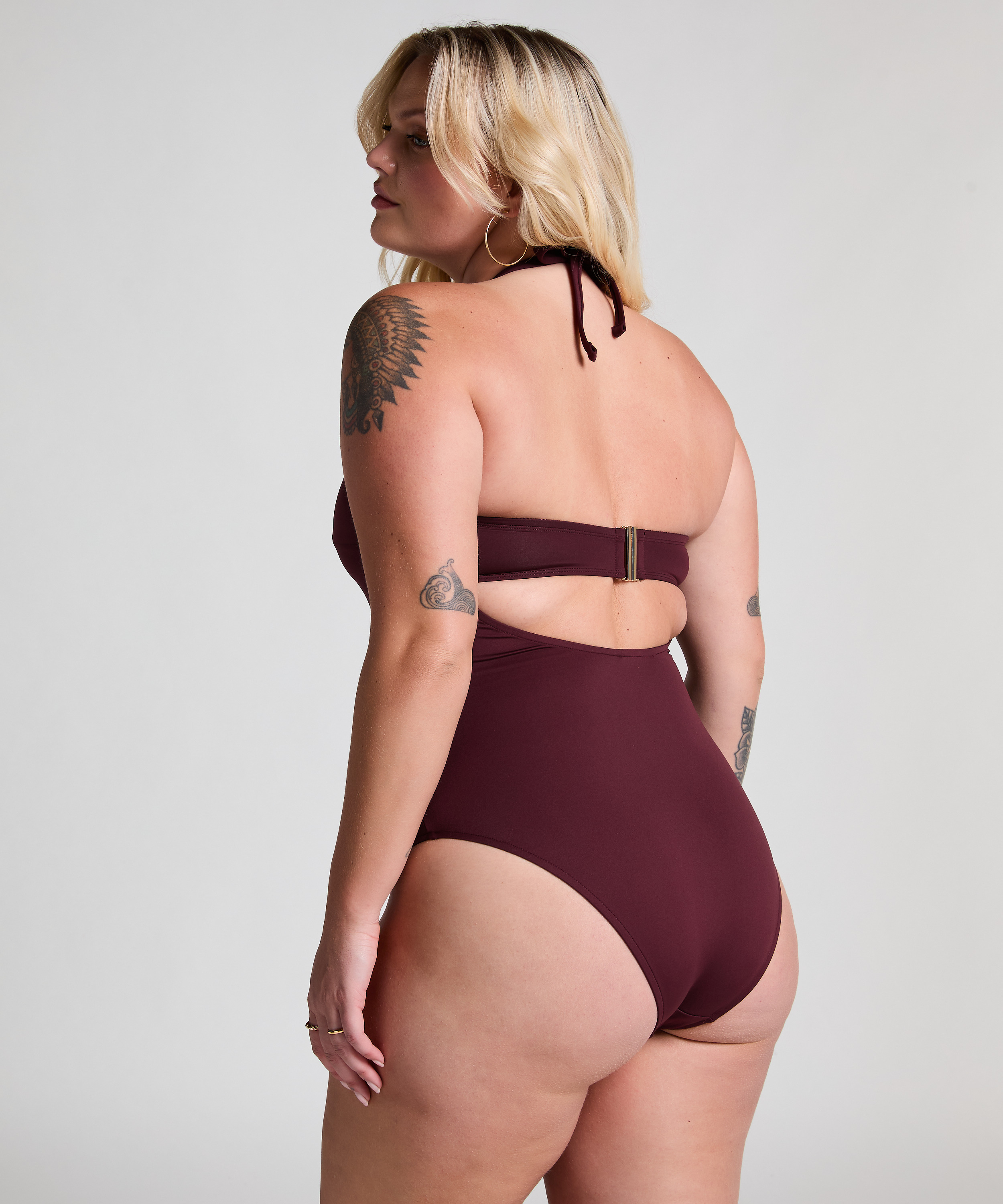 Maillot de bain bandeau en néoprène, Violet, main