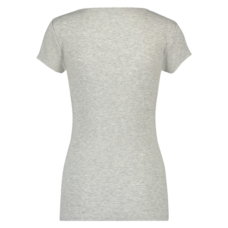 Haut de pyjama côtelé à manches courtes, Gris