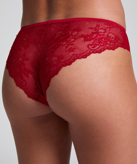 Slip brésilien iInvisible Lace Back, Rouge