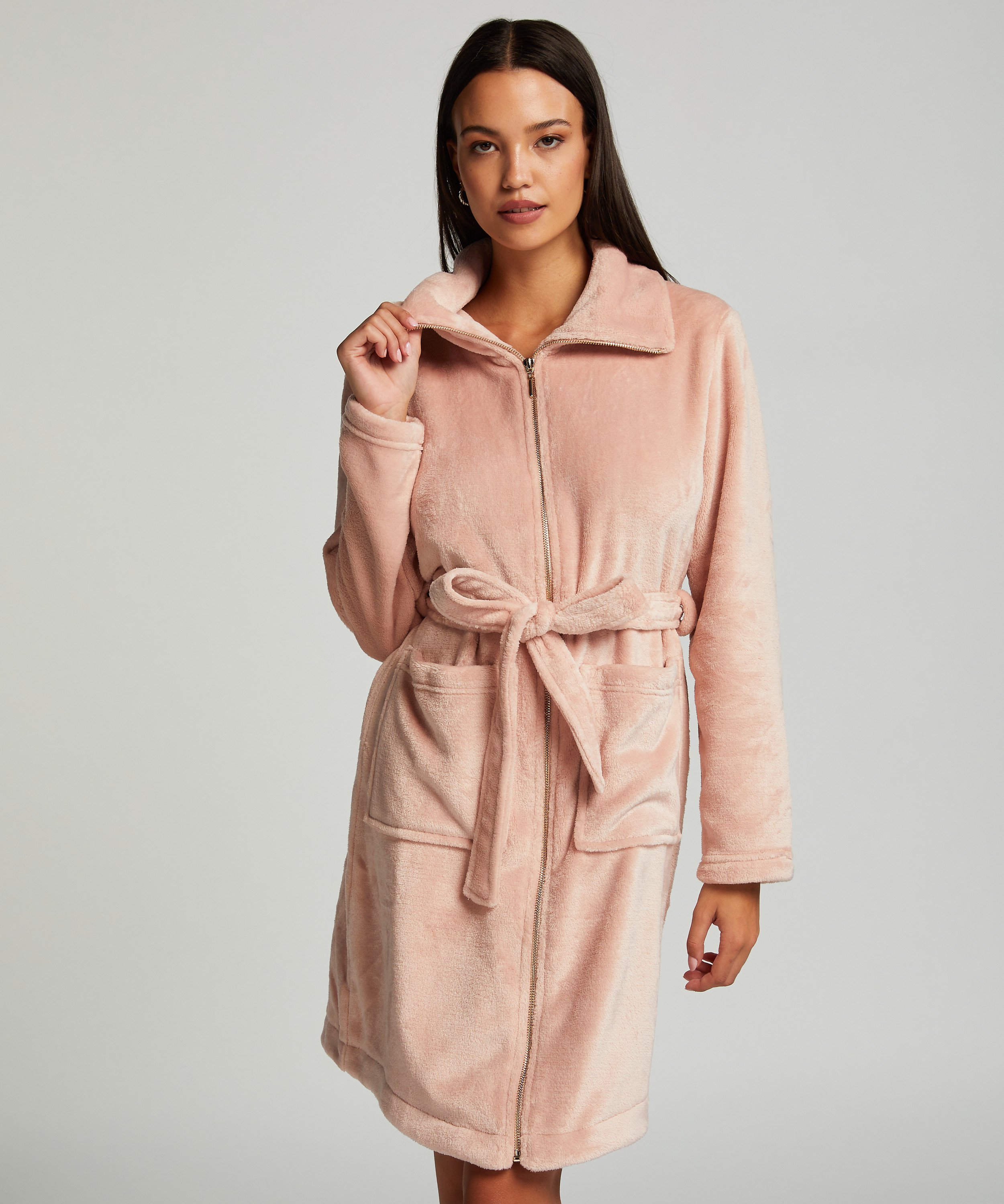 Peignoir Zip Fleece, Rose, main