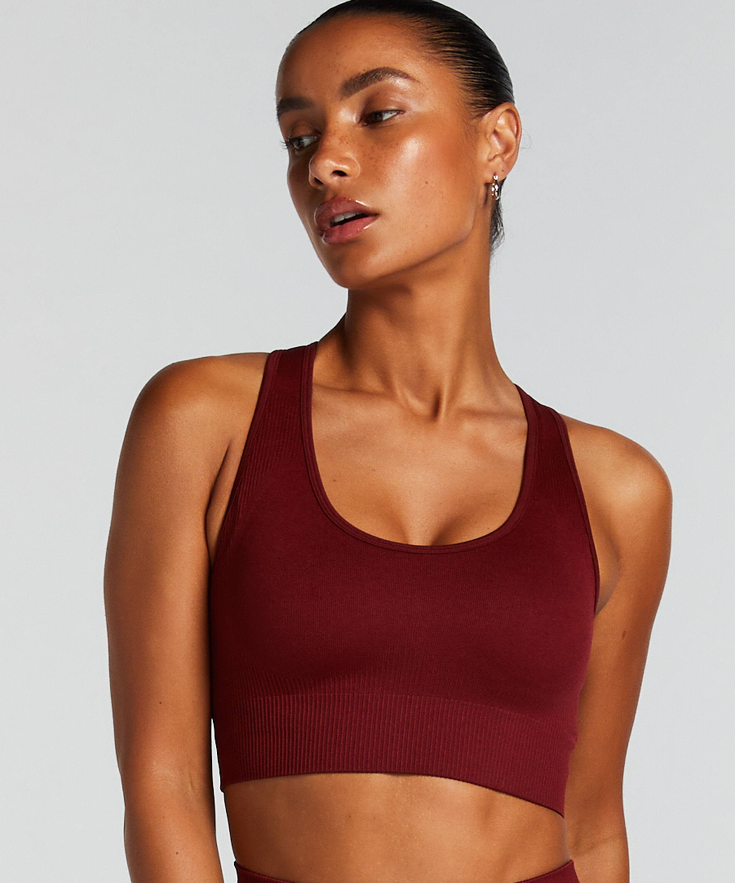 HKMX Soutien-gorge de sport sans couture, Rouge