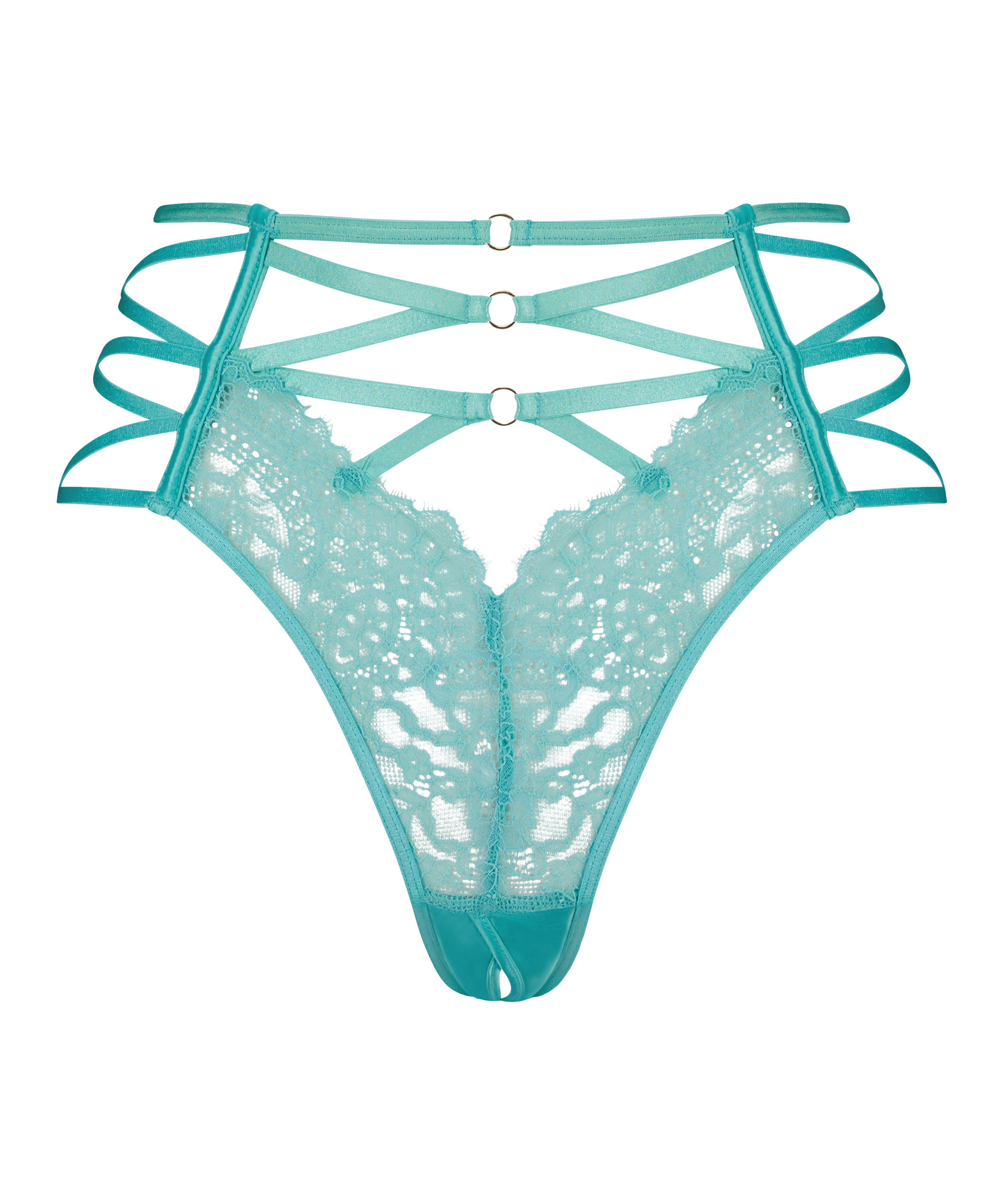 Slip brésilien à entrejambe ouvert Monet, Vert, main