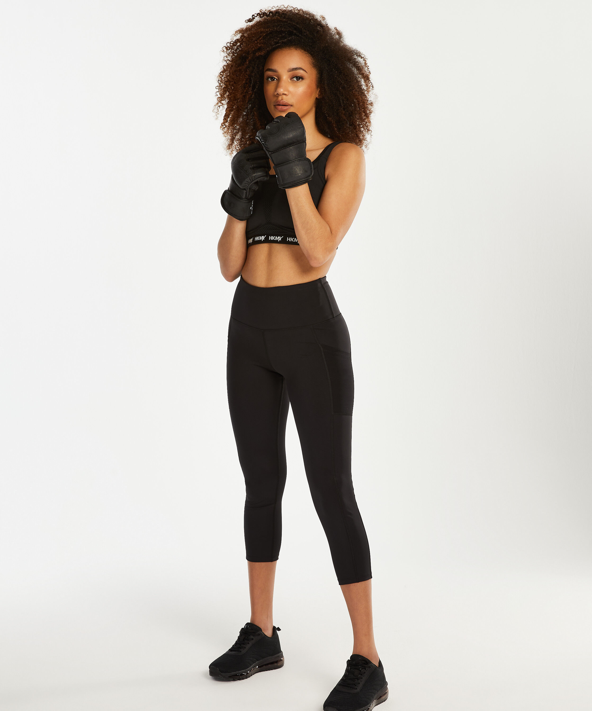 Legging taille haute capri HKMX tulle niveau 2, Noir