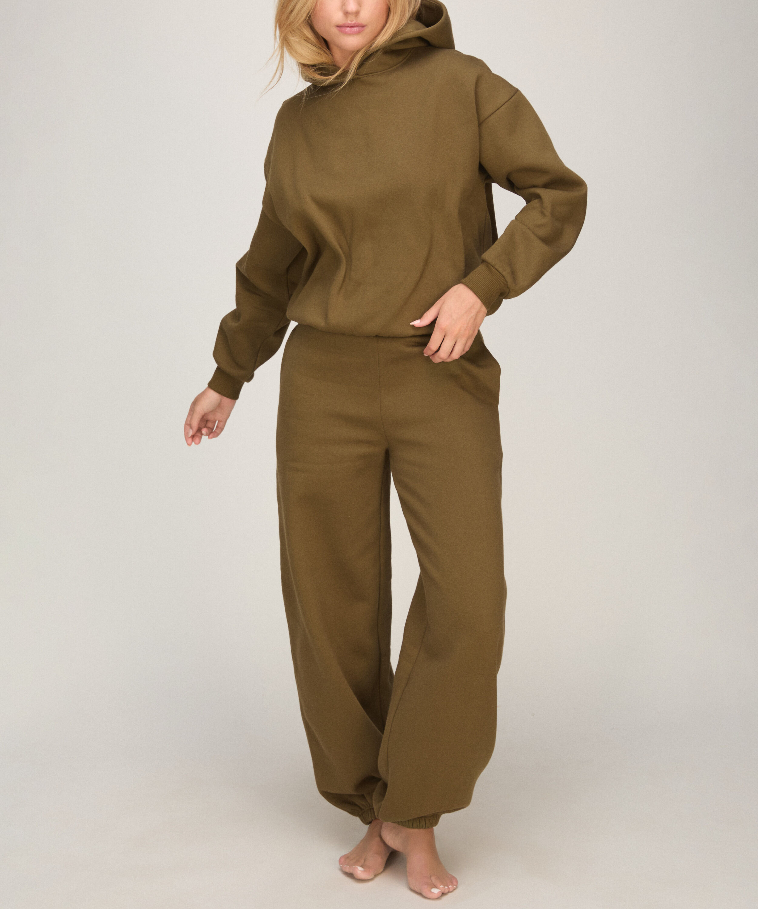 Pantalon Jogger en Molleton Brossé, Vert