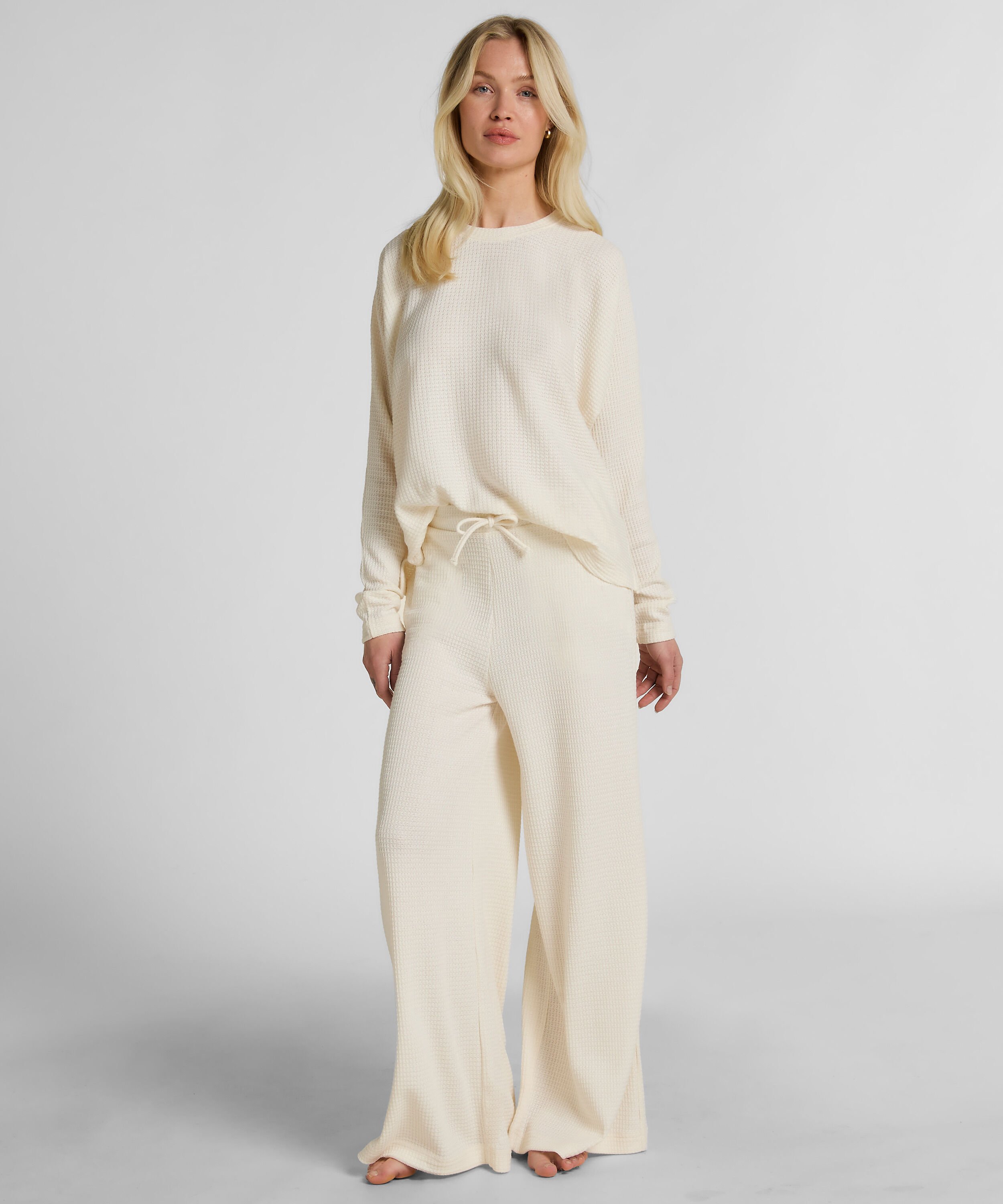 Pantalon Waffle Tracey, Blanc Pantalon Waffle Tracey, Blanc