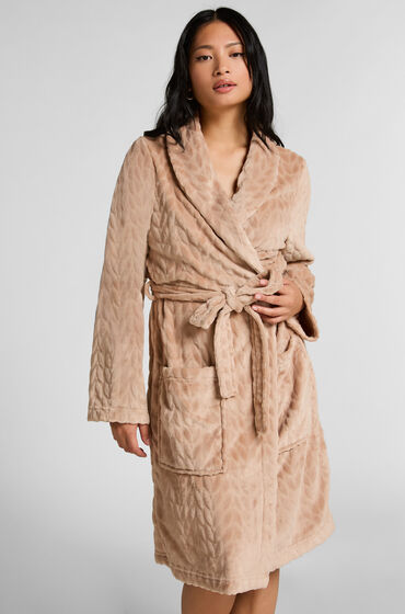 Hunkemöller Robe de chambre courte en fleece Beige