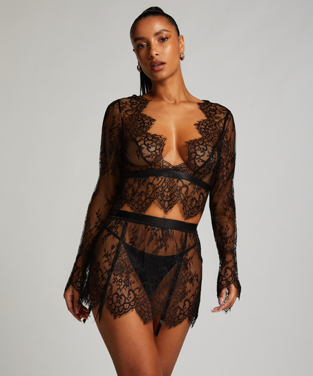 Top Allover Lace, Noir