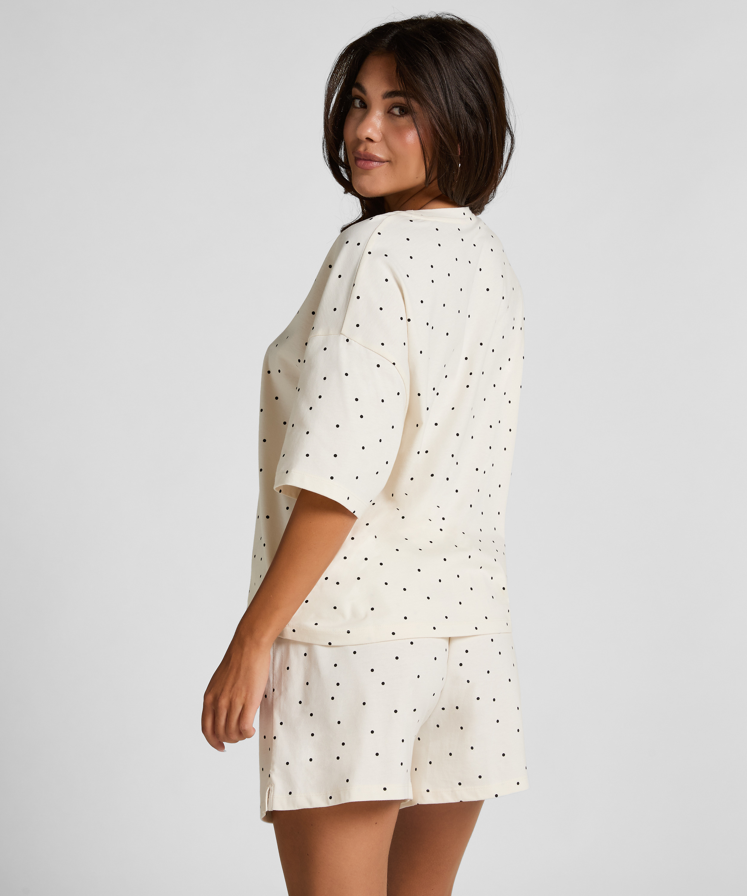 Pyjama Set Cotton Jersey Short, Blanc, main