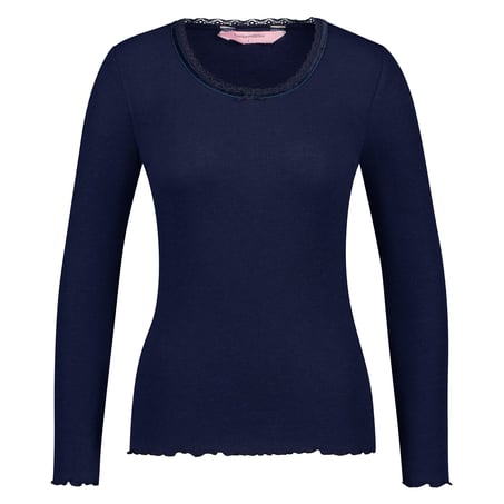 Top LS Rib R-neck, Bleu