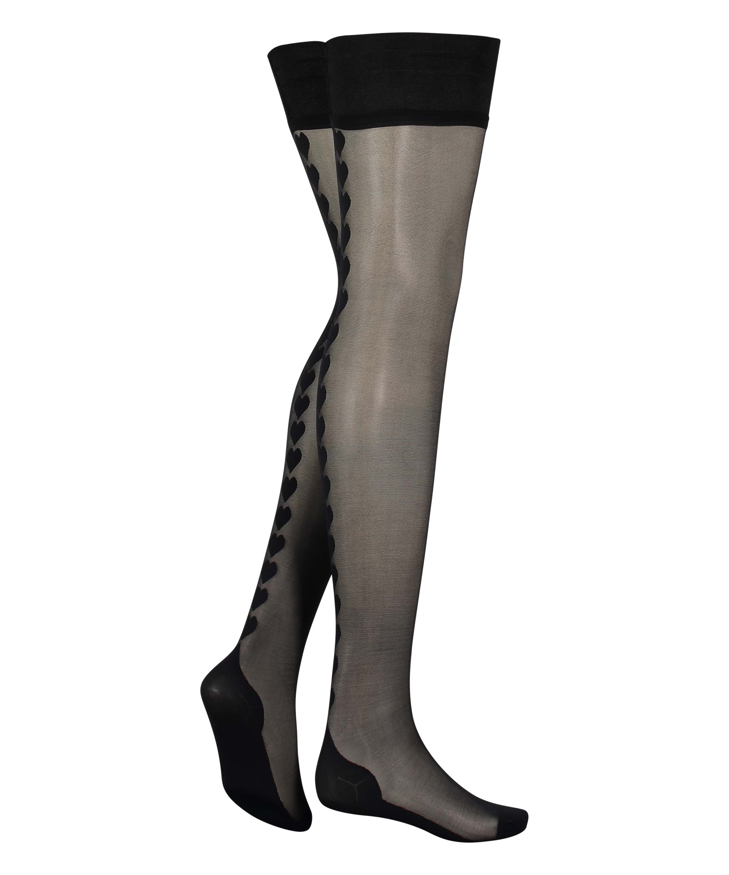 15 Denier Bas autofixants Heart, Noir, main