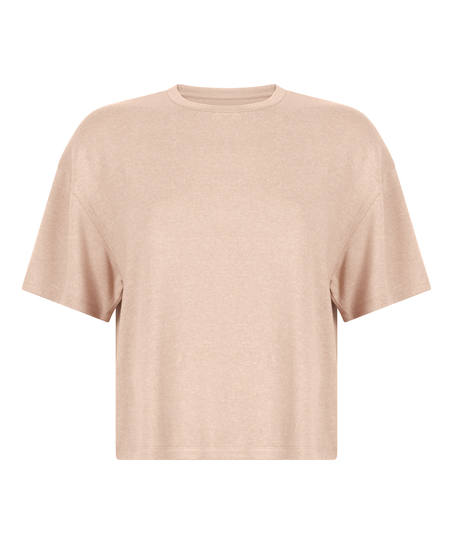 Haut de pyjama en jersey brossé, Beige
