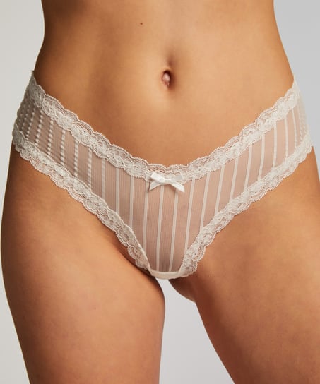 Slip br&eacute;silien V-shape Mesh, Blanc