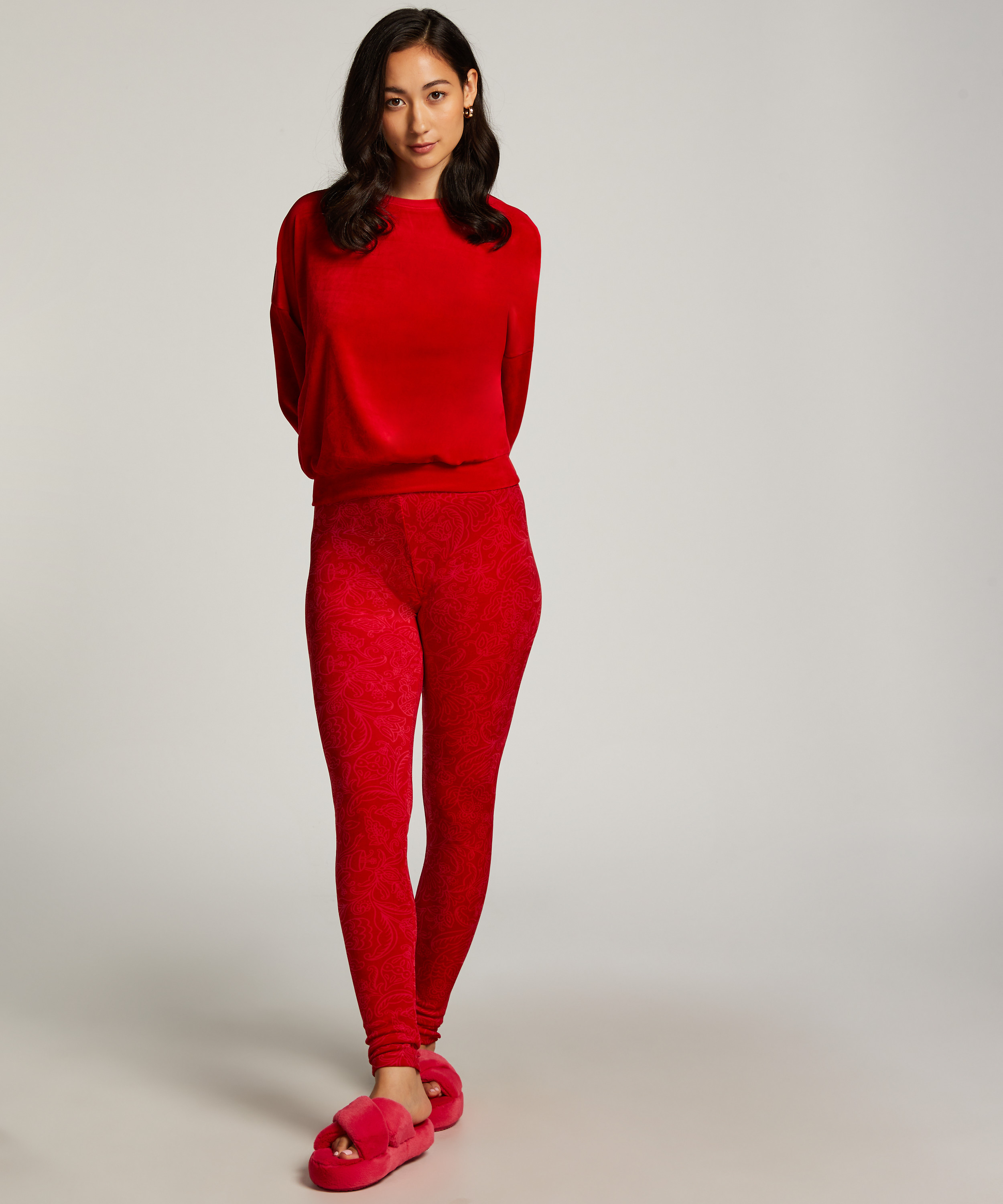 Legging en velours, Rouge, main