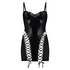 Slip dress mesh lace-up, Noir
